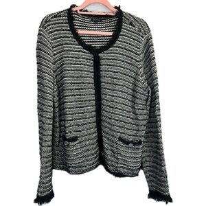 Anne Klein Women’s Black White Cardigan Sweater Size 1X